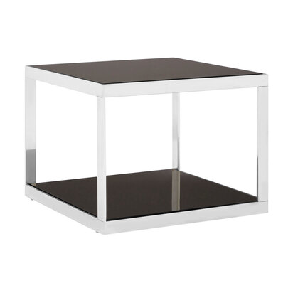 Ackley Silver Square Coffee Table with Black Glass
