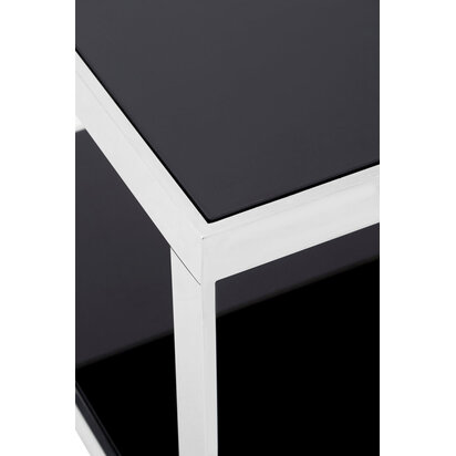 Ackley Silver Square Coffee Table with Black Glass