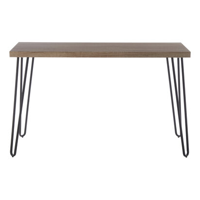 Borough Veneer Top Console Table With Hairpin Metal Legs