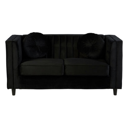 Oakoford Two Seat Black Velvet Sofa
