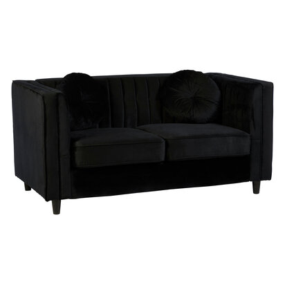 Oakoford Two Seat Black Velvet Sofa
