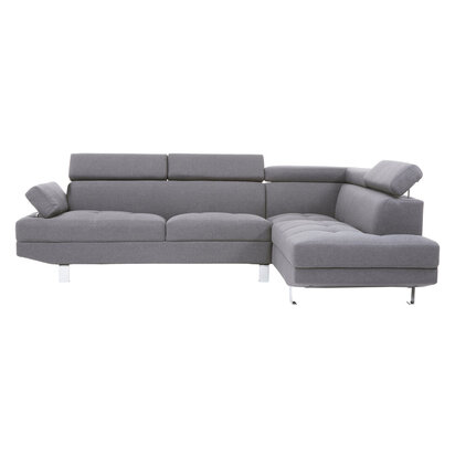 Hanover Grey Linen Corner Sofa with Adjustable Headrests