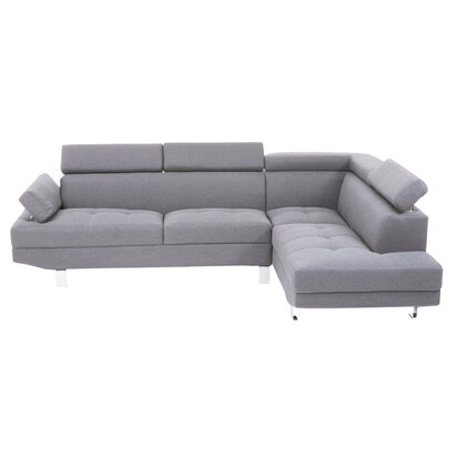 Hanover Grey Linen Corner Sofa with Adjustable Headrests