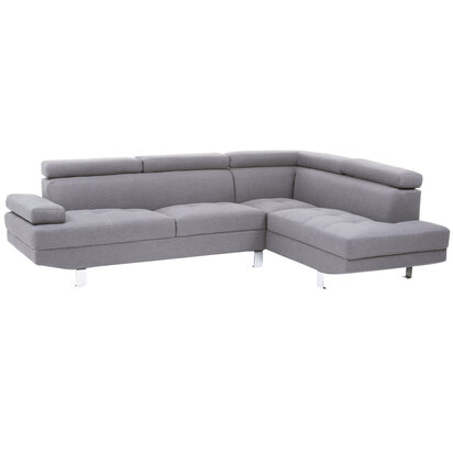 Hanover Grey Linen Corner Sofa with Adjustable Headrests