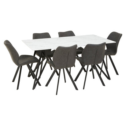 Weston Marble Effect Dining Table with 6 Chairs Set