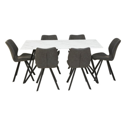 Weston Marble Effect Dining Table with 6 Chairs Set