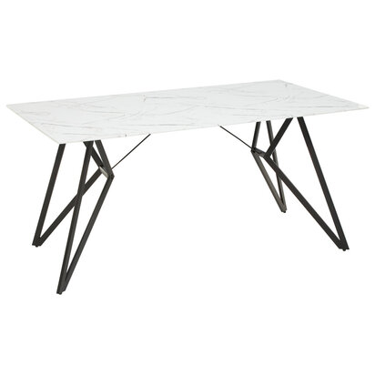 Selenora Marble Effect Dining Table with 6 Chairs Set