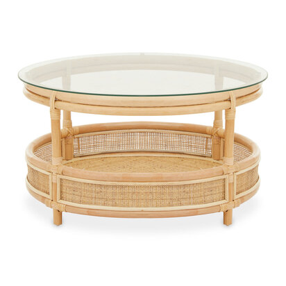 Mataram Rattan Coffee Table With Glass Top