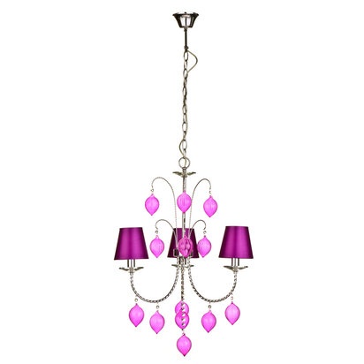 Adura Hot Pink Glass 3 Arm Chandelier