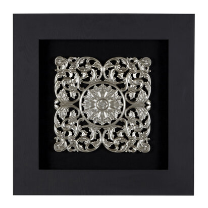 Nason Framed Silver MDF Filigree Carving Wall Art
