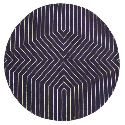 Bosie Moyo Blue And White Round Rug