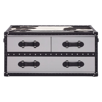 Kensington Townhouse Black And White Genuine Cowhide Coffee Table