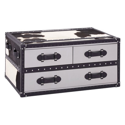 Kensington Townhouse Black And White Genuine Cowhide Coffee Table