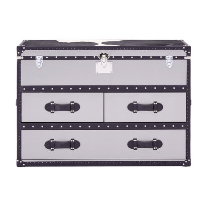 Kensington Townhouse Black And White Genuine Cowhide 3 Drawer Cabinet