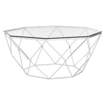 Allure Hexagon Tempered Glass Chrome Coffee Table