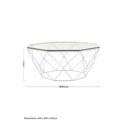 Allure Hexagon Tempered Glass Chrome Coffee Table