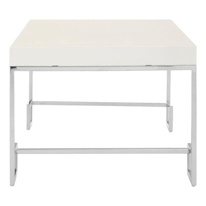 Allure White Glass with Chrome Finish Angled Legs Coffee Table