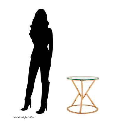Allure Corseted Round Rose Gold End Table