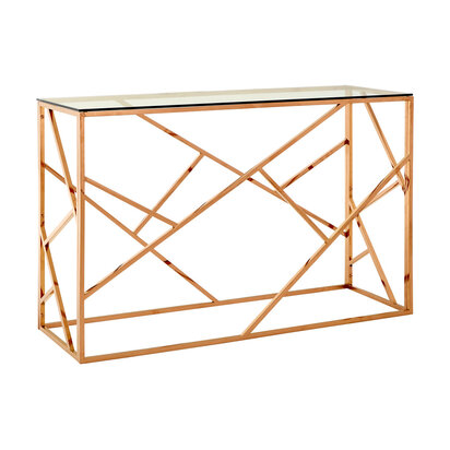 Allure Rose Gold Geometric Console Table