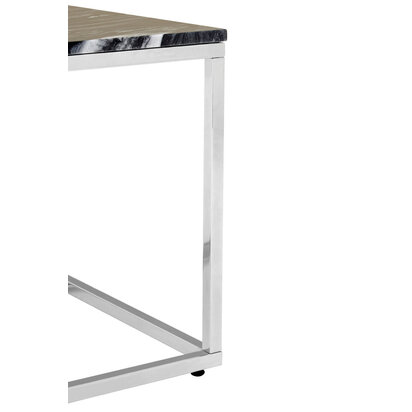 Allure Square Black Marble End Table with Chrome Metal Base