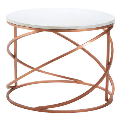 Nirav White Marble and Brass Finish Coffee Table
