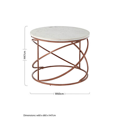 Nirav White Marble and Brass Finish Coffee Table