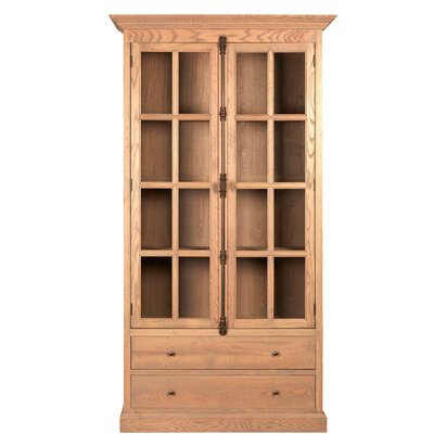 Lyon Washed Grey Finish Oak Wood Tall Cabinet