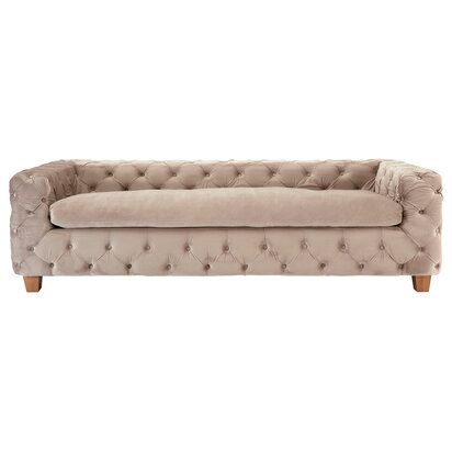 Ophelia 3 Seat Beige Velvet Sofa