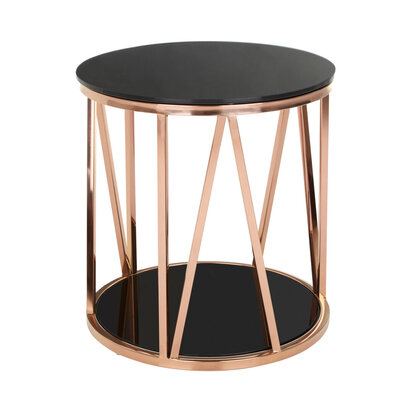 Alvaro Round Rose Gold Finish Side Table