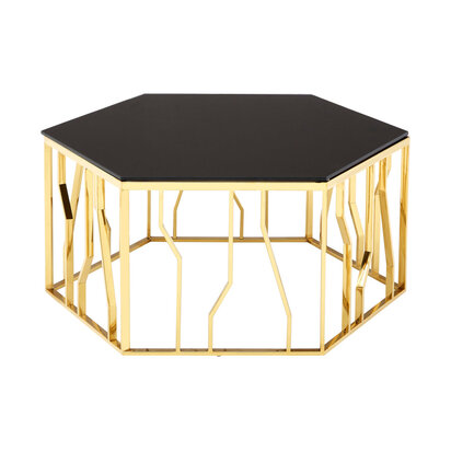 Alvaro Gold and Black Hexagonal Coffee Table