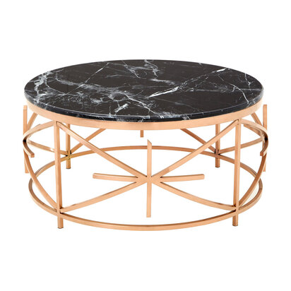 Alvaro Black Marble and Rose Gold Coffee Table