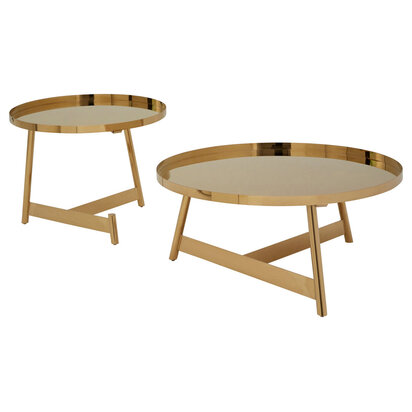 Alvaro Gold Set Of 2 Round Coffee Tables