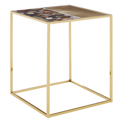 Vita Agate and Gold Square Side Table