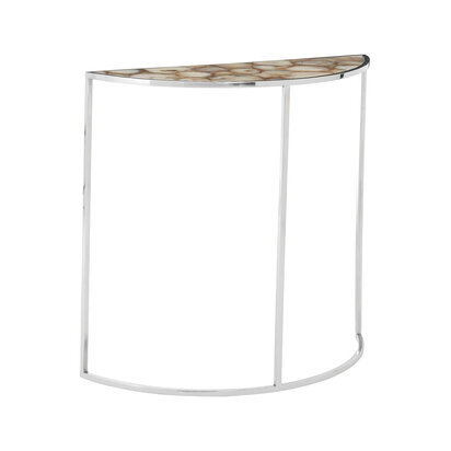 Ivyenvale White Agate and Silver Half Moon Console Table