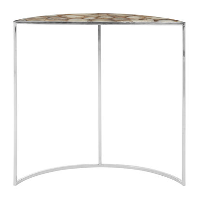 Ivyenvale White Agate and Silver Half Moon Console Table