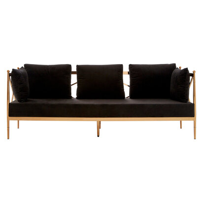 Novo Black Velvet and Rose Gold Frame 3 Seater Sofa