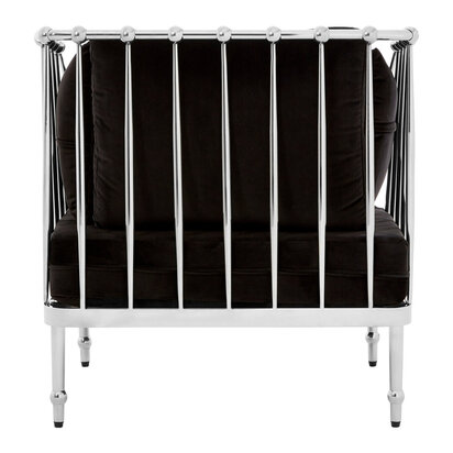 Aristead Black Velvet With Silver Frame Chair
