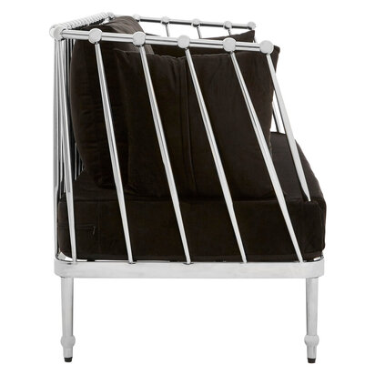Aristead Black Velvet with Silver Frame 2 Seater Sofa