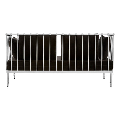 Aristead Black Velvet with Silver Frame 2 Seater Sofa