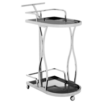 Novo Black Glass and Silver Frame 2 Tier Trolley