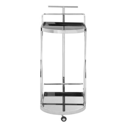 Novo Black Glass and Silver Frame 2 Tier Trolley