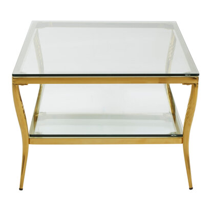 Arezzo Glass Top Two Tier Coffee Table with Gold Frame