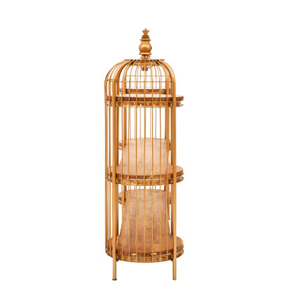 Florgate Gold Finish Double Birdcage Wide Shelf Unit