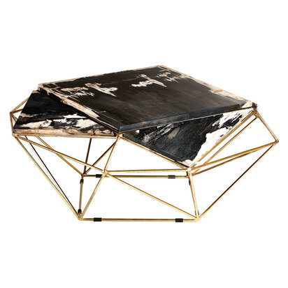 Caliselle Dark Petrified Wood Geometric Coffee Table