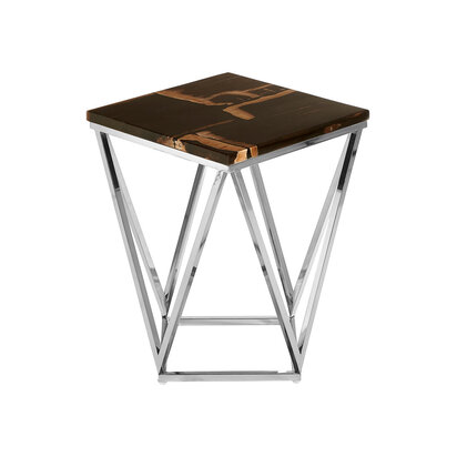 Caliselle Dark Petrified Wood Top Side Table