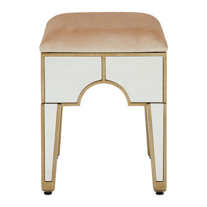 Unaonnell Champagne Gold and Mirrored Stool