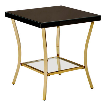Kensington Townhouse Black Mirror Side Table with Gold Legs
