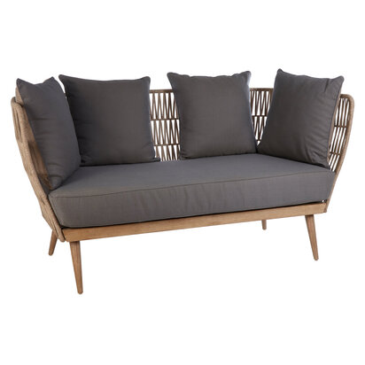 Opus Woven Rope 2 Seater Sofa with Grey Cushions