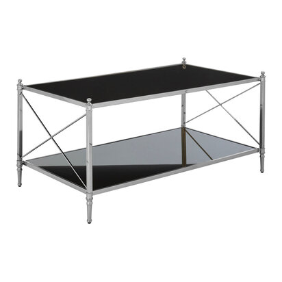 Hoffmann Black Glass and Nickel Finish Rectangular Coffee Table