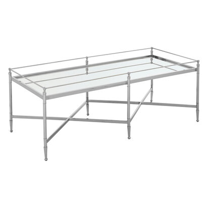 Zach Mirror Top Rectangular Coffee Table with Silver Frame